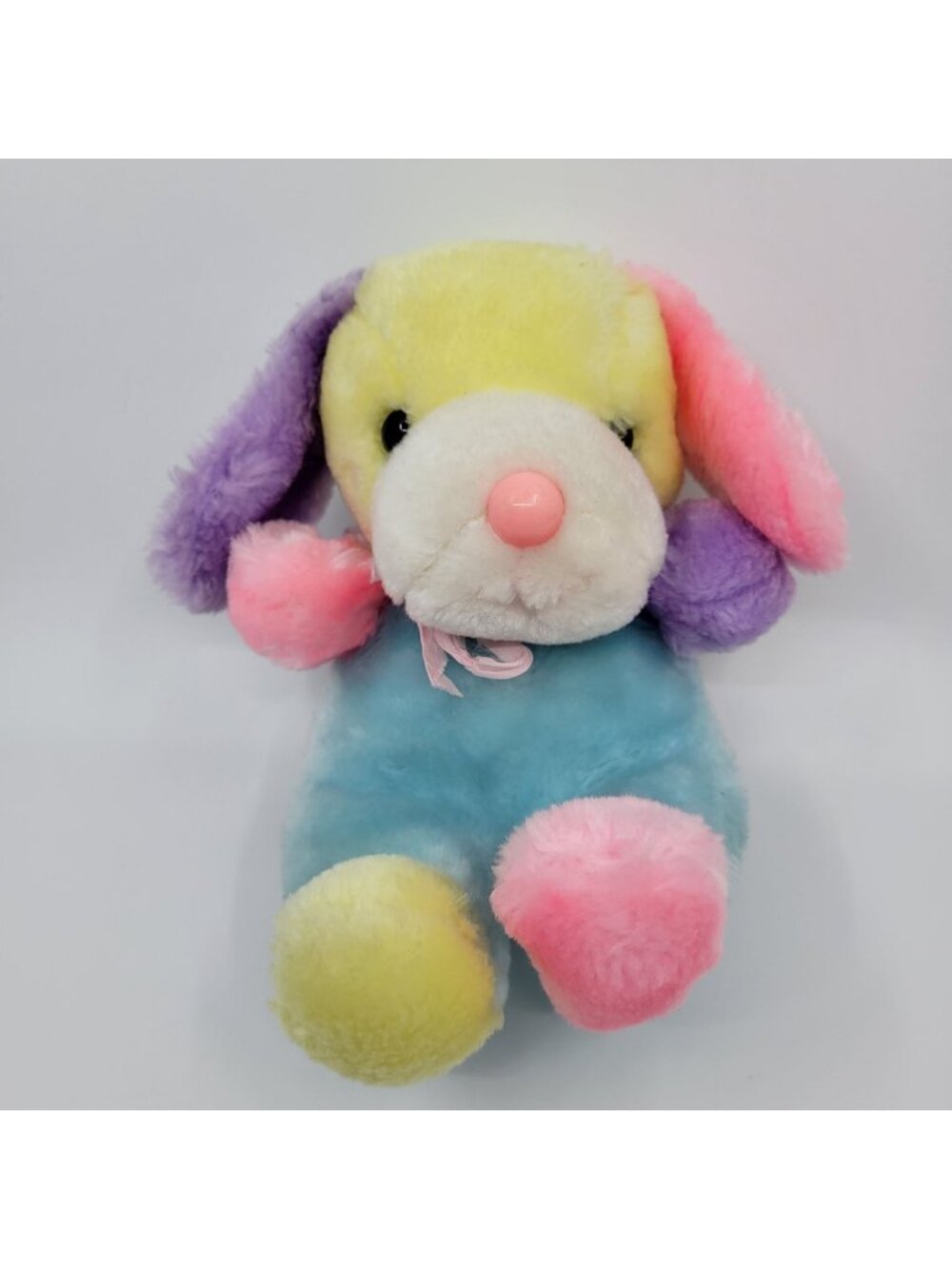 Vintage Walmart Multicolored Pastel Colorblock Puppy Dog Plush 6" Stuffed Toy